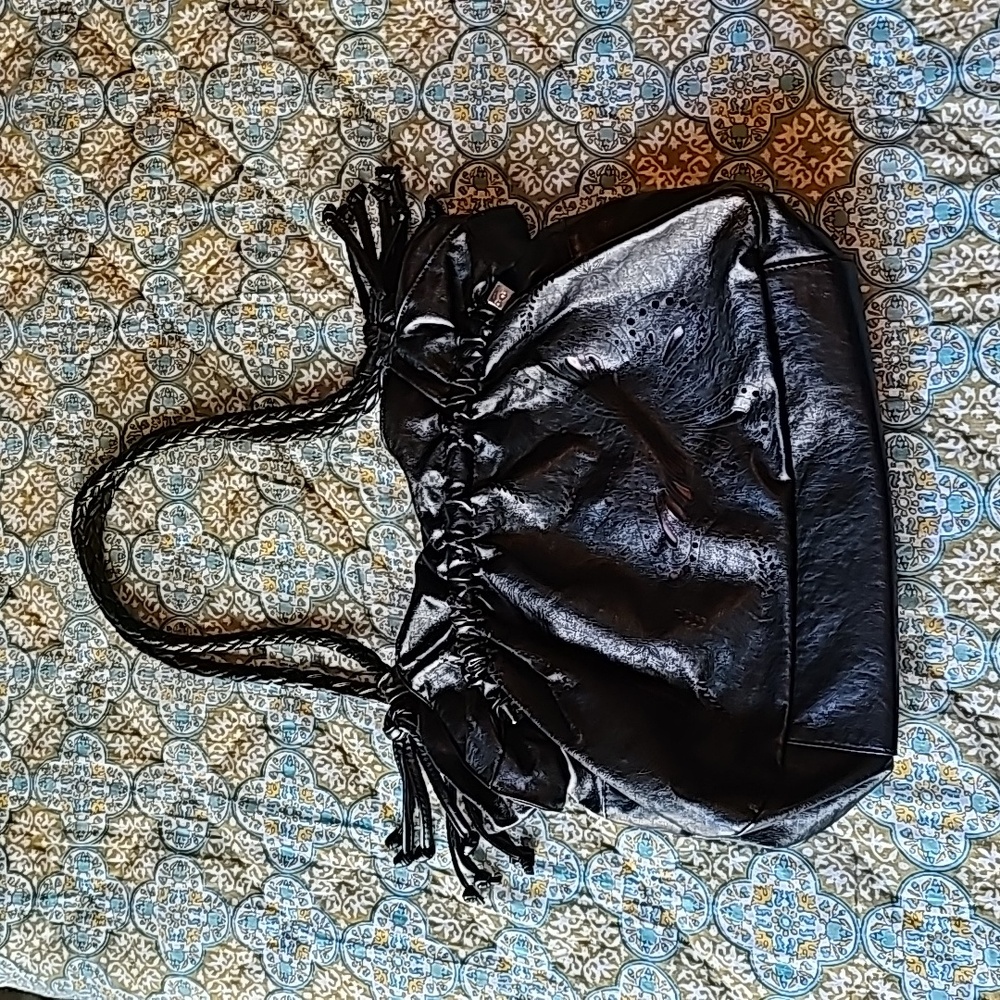 Black & Pink Butterfly Design Shoulder Bag